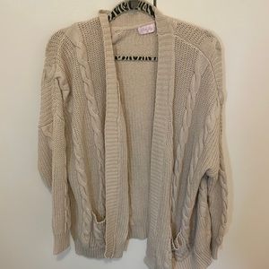 S/m tan cable knit cardigan
